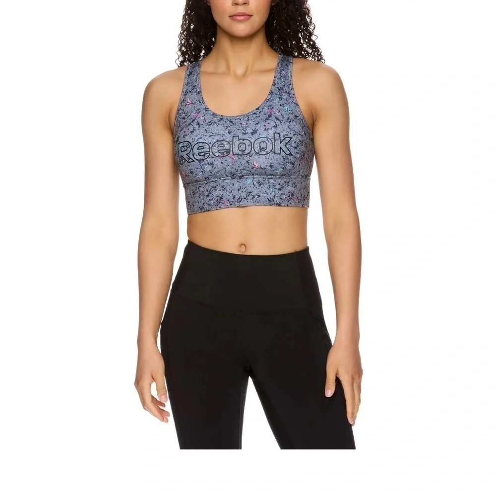 Reebok Women's Renew Longlined Printed Sports Bra with Removable Cups - Picture 1 of 7